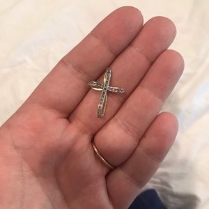 Real diamond & 14k gold cross pendant